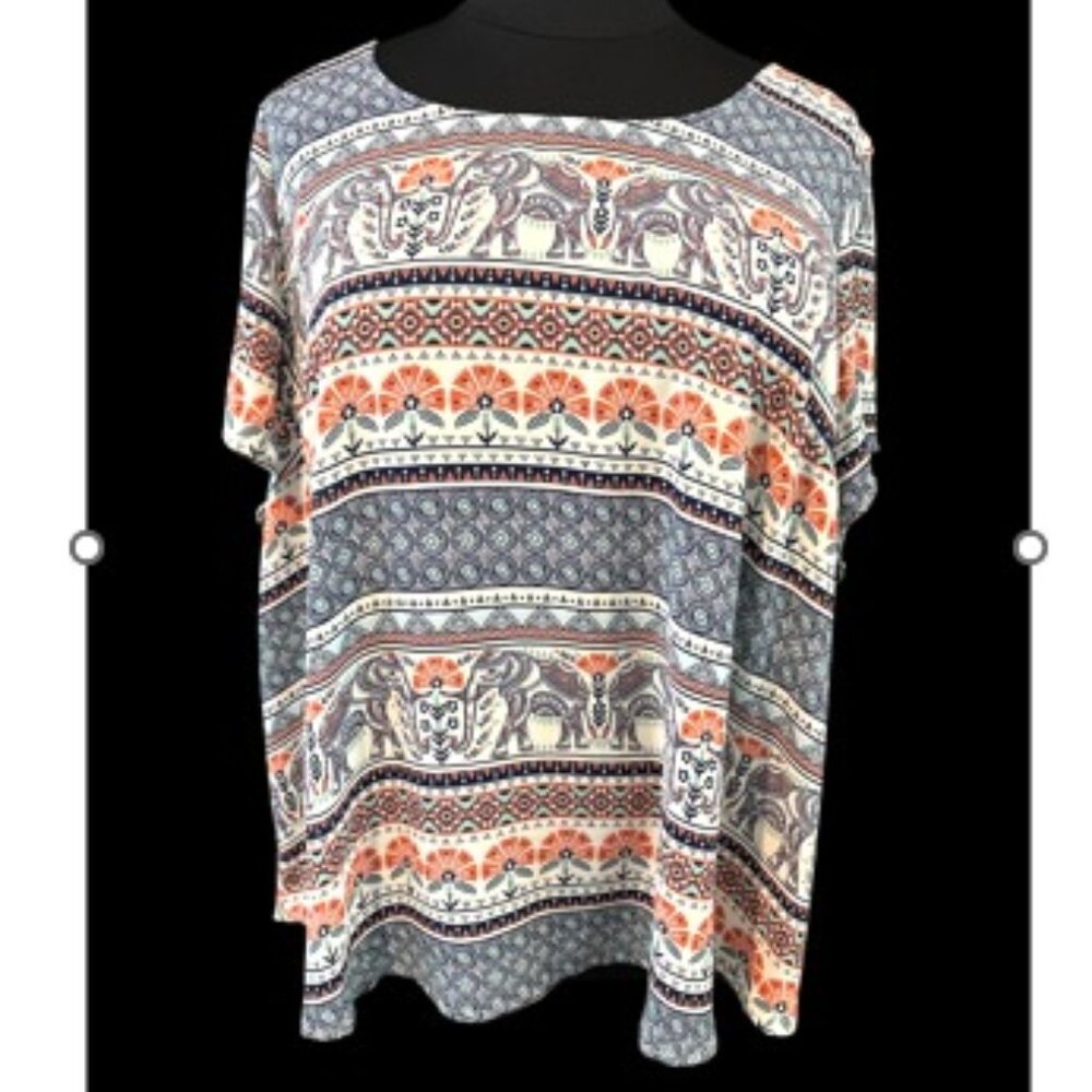 SOLD - Torrid Abbey Georgette Button Back Blouse Elephant Print Size Size 4 NWOT